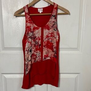 PARKER Red 100% Silk tank blouse size XS Romantic Valentines